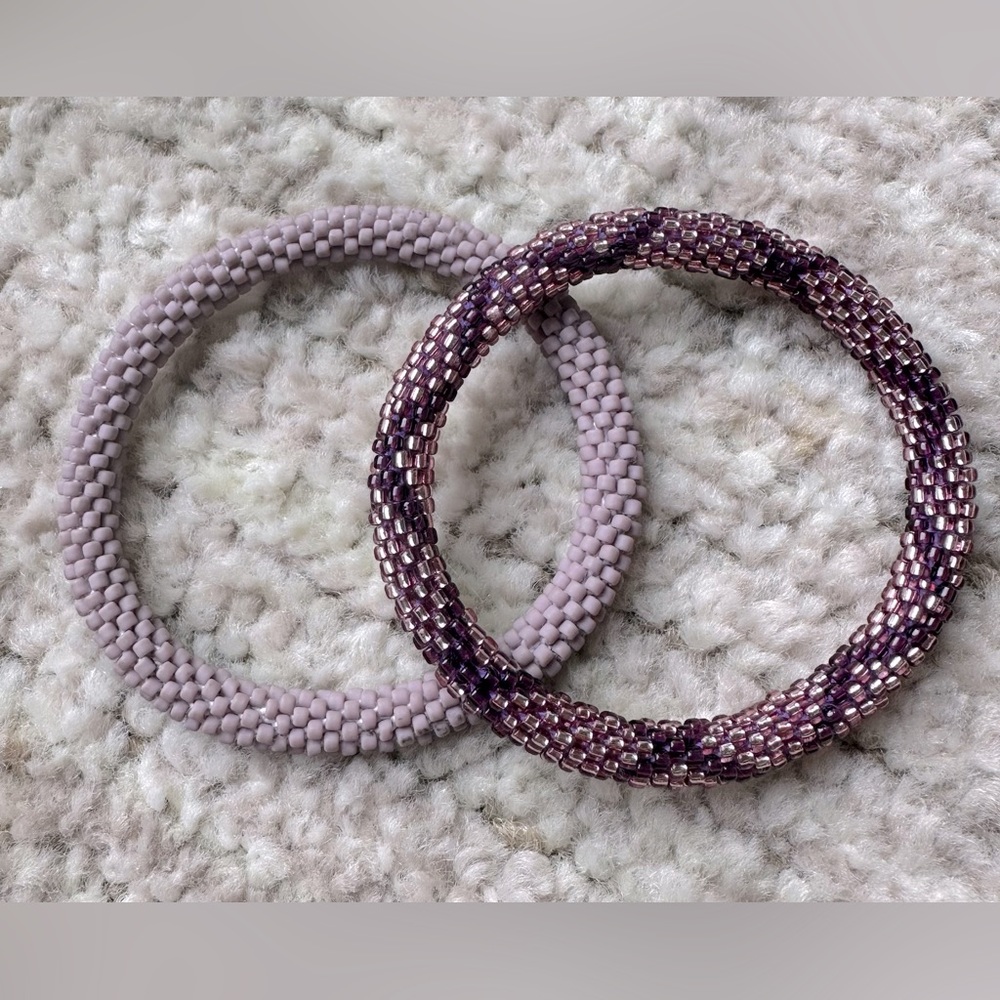 LILY and LAURA Bracelets: Lavender + Purple/Lavender (2 qty)